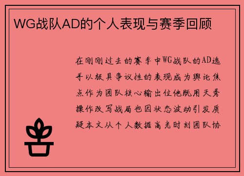 WG战队AD的个人表现与赛季回顾